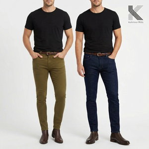 Custom 285gsm Combed Cotton Spandex Twill <b>Men</b> Pants 97 Cotton 3 <b>Stretch</b> <b>Men</b> Trousers Chino Pants and Work Jackets - Product Image 1