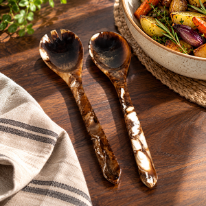 Fabricant de serveurs à salade en résine effet marbre blanc faits à la main |   Cuillères de service personnalisées en gros OEM ODM en vrac - Product Image 5
