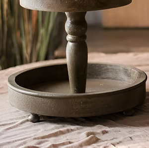 Soporte de pastel de madera redondo de 3 niveles hecho a mano, servidor de pastel de boda de Metal sostenible para servir dulces, tapa decorativa para el hogar - Product Image 3