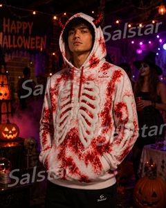Sweat à capuche graphique noir personnalisé avec impression par sublimation intégrale, idéal pour les fêtes d'Halloween – Fournisseur - Product Image 5