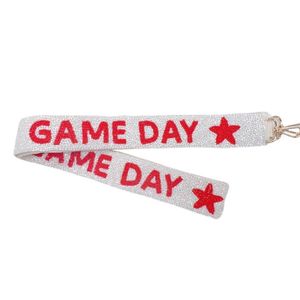 สายคล้องคอ Game Day Sparkle พร้อมดาวสีแดงและตัวล็อคแบบก้ามปู สายโพลีเอสเตอร์สำหรับใส่กุญแจและบัตรประจำตัว - Product Image 1