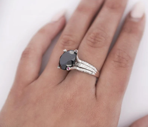 Modern <b>Black</b> Onyx Gemstone <b>Ring</b> Stainless Steel Prong Setting Round Cut Unisex Engagement Jewelry Geometric Style - Product Image 5