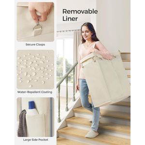 Cesto Portabiancheria con Ruote da 27 Pollici, Telaio in Acciaio, Capacità 37 Galloni (140 L), con Fodera Rimovibile, 2 Sezioni, Ruote Specifiche per Uso Quotidiano - Product Image 4