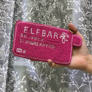 กระเป๋าคลัทช์สีชมพูประดับลูกปัดทำมือ ดีไซน์ตัวอักษร EII BAR กระเป๋าถือขนาดเล็ก ดีไซน์เก๋ กระเป๋าสตางค์แฟชั่นสำหรับงานปาร์ตี้ กระเป๋าถือผู้หญิง - Product Image 1