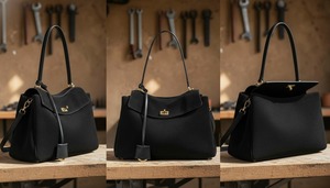 <b>Black</b> Genuine Leather High Quality Tote <b>Bag</b> Elegant Minimalist Shoulder Handbag with Zipper Closure Spacious Gift for Her - Product Image 2