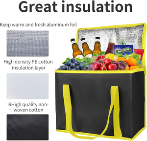 Sacs isothermes réutilisables en aluminium imperméable non tissé, personnalisables, pour la livraison de nourriture - Product Image 3