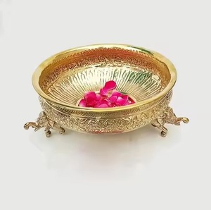 Decorative Metal Urli Bowl Vintage Finish Traditional Style <b>Home</b> <b>Temple</b> Decor Floating Flower Diya - Product Image 3