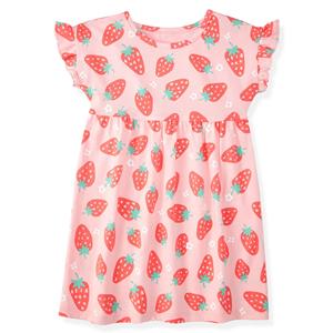 Ensemble 2 pièces décontracté en coton doux pour bébé et petite fille : Robe à manches courtes et short cycliste – Tenue d'automne pour la maison – Personnalisable OEM - Product Image 5