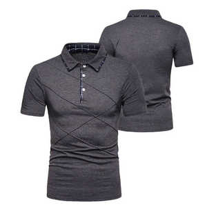 Camisa de Hombre Azul Oscuro Personalizada, Manga Corta, Tejida en Algodón, con Cuello, Rayas, Impresión Digital, Casual, de Negocios, OEM, Transpirable - Product Image 6