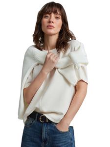 Camiseta de Manga Corta para Mujer, Color Sólido, Cuello Raglán, Puños Fruncidos, Detalle de Panel en el Cuerpo, Corte Regular, Ecológica - Product Image 6