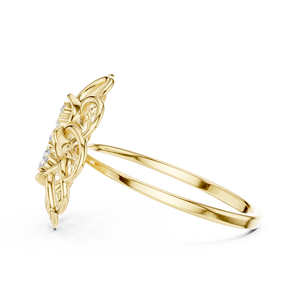 Anillos de oro macizo de 14k para mujer con diamantes de corte redondo minimalista en forma de flor, para regalo, compromiso, aniversario, boda - Product Image 2