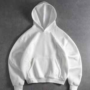 Unisex <b>White</b> Oversized Embroidered Breathable Winter Pullover <b>Hoodie</b> Cotton Fleece Blank Casual Streetwear - Product Image 1