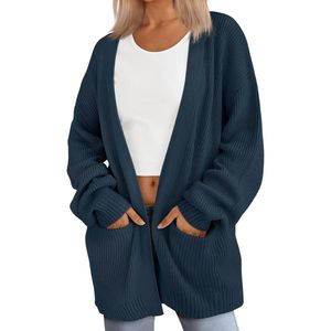 Custom High Quality Durable <b>Women</b> <b>Cardigans</b> Acrylic Long Sleeve Breathable Fabric Plus Size <b>Navy</b> Grey <b>Cardigans</b> - Product Image 4