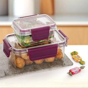 Recipientes de Vidrio Multifuncionales para Almacenamiento de Alimentos, Tapas con Cierre Seguro, Herméticos y a Prueba de Fugas, Juego de 2 Piezas para Organización de Cocina y Preparación de Comidas - Product Image 1