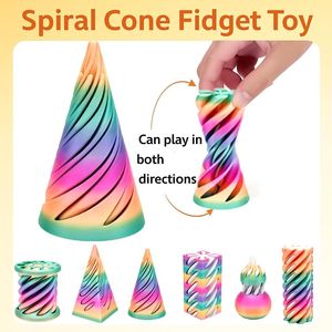Set da 6 Fidget Spinner a Spirale a Cono Impossibile, Giocattolo Piramidale Stampato in 3D con Foro Passante, Regalo di Natale per Adulti e Bambini - Product Image 4