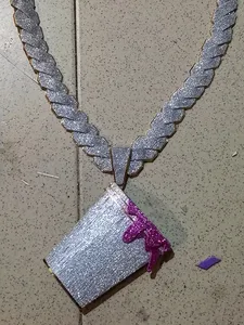Collar con Colgante Hiphop S925, Chapado en Oro Blanco de 18K, Cadena de Cuerda, Cristal y Diamantes de Imitación, para Uso Diario Masculino, Certificado - Product Image 4