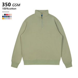 Sudadera con capucha de punto de algodón de manga larga estilo urbano formal con media cremallera para hombre y mujer, venta al por mayor - Product Image 1