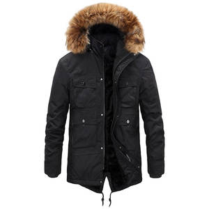 Chaqueta de Invierno Impermeable para Hombre con Capucha de Piel Sintética, Parka Cortavientos para Nieve, Chaqueta con Capucha de Piel Sintética para Exteriores - Product Image 1