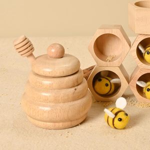 Tarro de Madera Artesanal para Miel con Tapa y Cuchara Dosificadora, Contenedor de Miel de Madera, Tarro de Almacenamiento, Venta al por Mayor - Product Image 6
