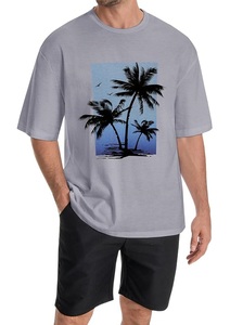 T-shirt décontracté pour homme, 100 % coton, col rond, épaules tombantes, imprimé, coupe oversize, best-seller OEM, provenance du Bangladesh - Product Image 2