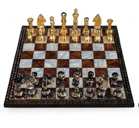 Jeu d'échecs de luxe en métal, pièces d'échecs en laiton antique et argent, échiquier classique, jeu de société, cadeau fait main, haute qualité, pour table