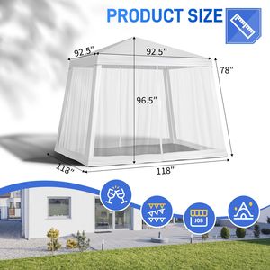 Tente de réception en maille 8x8 pieds - Structure en aluminium PVC/Polyester/Toile pour mariages, événements et utilisation en extérieur - Product Image 4