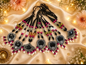 AMULYAM OVERSEAS Handmade Bohemia Tribal <b>Necklace</b> Earring Set | Ethnic <b>Statement</b> Jewelry | Beaded Artisan Pendant | Wedding Gift - Product Image 4