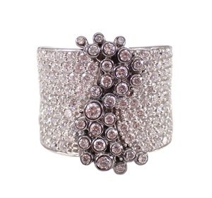 925 <b>Sterling</b> <b>Silver</b> Rhodium Plated Bezel <b>Set</b> Cluster <b>Ring</b> Unique Chunky Wide Hip Hop Style Unisex Anniversary Gift Jewelry - Product Image 1