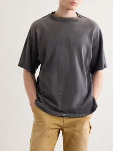 Camiseta Oversize Premium para Hombre, Lavado Ácido, Algodón Negro Vintage, Estilo Urbano, Venta al por Mayor, OEM, Personalizada - Product Image 2