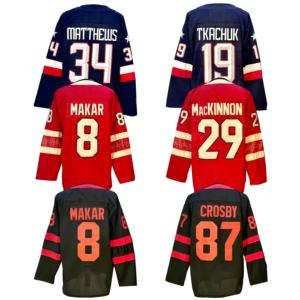 Nuova Maglia da Hockey su Ghiaccio 2025 per USA, Unisex, 19 Matthew Tkachuk, 97 Connor McDavid, 29 Mac Kinnon, Squadre Rosse, Cucita - Product Image 1
