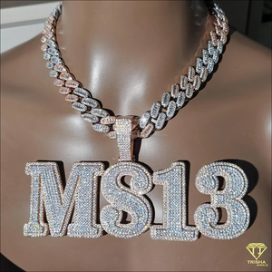 Collier pendentif en moissanite diamantée MS13, chaîne cubaine, bijoux hip-hop, cadeau de luxe - Product Image 1