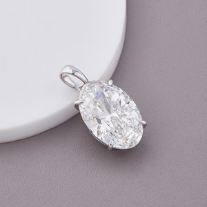 Pendentif solitaire en diamant de laboratoire de taille ovale certifié IGI en or blanc/jaune et rose 14 carats, collier de luxe pour femmes - Product Image 2