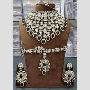 Kundan Beads Semi-<b>Bridal</b> Necklace <b>Set</b> with Earrings-Gemstone Fine <b>Jewelry</b> Gift - Product Image 1