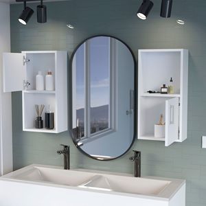 Armadietti bianchi per medicinali a 2 bagni con scaffali da bagno eleganti a scaffale aperto - Product Image 2