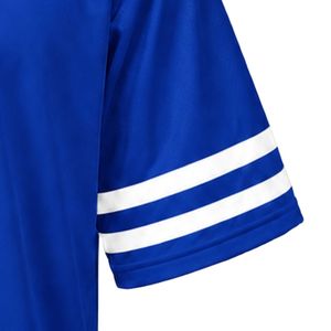 Maillot de sport bleu roi JJ brodé à col en V, manches courtes, rayures blanches, léger, pour équipe sportive - Product Image 5