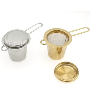 Stainless Steel Tea <b>Strainer</b> With Lid Fine <b>Mesh</b> Filter Gold And Silver Color Kitchen Colander <b>Strainer</b> For Brewing Tea - Product Image 1