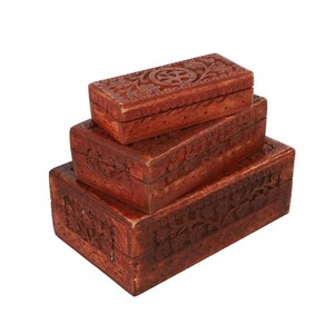 กล่องเก็บของเล่นไม้มะม่วงทำมือพร้อมลวดลายเรขาคณิตแบบอิสลาม - ขายส่ง - Product Image 2