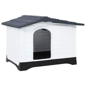 Casa para Perros Pequeña de Polipropileno Gris, Blanco y Negro, Muebles para Mascotas - Product Image 1