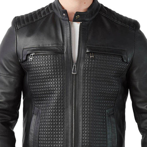 Veste en cuir véritable pour homme, style motard, col montant, logo frontal, respirante, meilleurs prix, vestes pour homme - Product Image 6
