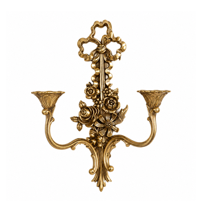 Vintage Floral Cross Wall <b>Sconce</b> Double Light Decorative brass Wall Lamp and Antique Gold Wall <b>Lighting</b> Fixture for Home Decor - Product Image 1