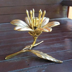 Eye Catching Flower Brass Candle Holder Decorative Accent For Home <b>Table</b> Centerpiece Reading Corner And Side <b>Table</b> Decor - Product Image 6