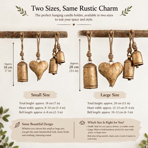 Rustic Brass <b>Heart</b> Wall <b>Hanging</b> Decor with Bells for Home Decoration - Product Image 3