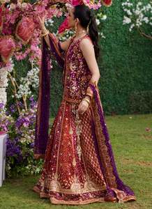 <b>Block</b> <b>Printed</b> Silk Lehenga Choli Set Modern Design Floor-Length Regular Fit All Seasons Women's Wedding Party Handmade Wrinkle - Product Image 5