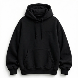 Sudadera con Capucha Extra Grande para Hombre, Negra, de Algodón y Felpa, con Bolsillo Delantero, Informal, para Otoño - Product Image 1