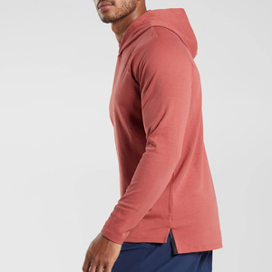 Camiseta Deportiva Casual para Hombre, con Capucha, Manga Larga, Ajustada, Color Rojo Sólido, Tejido Transpirable de Poliéster, para Todas las Temporadas - Product Image 4