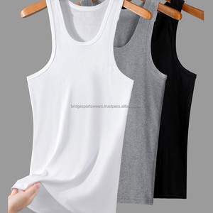 Sous-vêtement noir sans manches en polyester/coton, couleur unie, respirant, coupe classique - Product Image 2