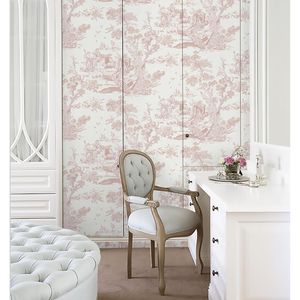 Carta da Parati Adesiva Rimovibile Vintage Bianca e Rosa per Camera da Letto e Bagno, Rivestimento Murale Staccabile - Product Image 6