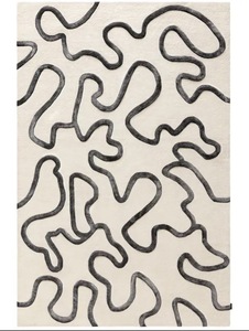 พรมขนสัตว์แบบทัฟท์มือคุณภาพพรีเมียม ลายแบบนามธรรม ขนสั้น ด้านหลังทำจากยางลาเท็กซ์ สีเบจกลาง ตกแต่งบ้านสไตล์โมเดิร์น นุ่มสบาย เหมาะสำหรับห้องนั่งเล่น บาร์ หรือใช้สำหรับละหมาด - Product Image 5