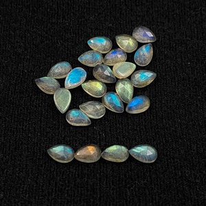 Cabochon en labradorite naturelle taille rose 7x10mm, forme poire à dos plat, pierre précieuse faite à la main, bijoux fantaisie, articles tendance en gros - Product Image 3