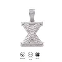 Pendentif lettre X en argent sterling 925 avec moissanite, breloque en forme de glaçon, cadeau de bijoux pour femmes